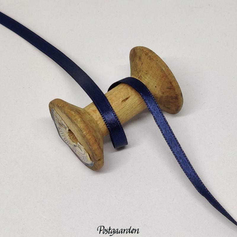 Mørkblå satinbånd 6mm