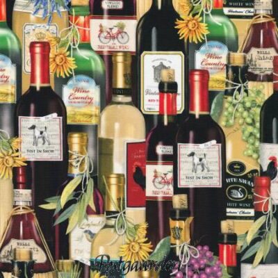 7610 Vinflasker patchworkstof