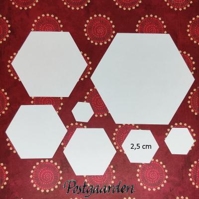 Sekskant 2,5 cm patchworkkarton 100 stk.