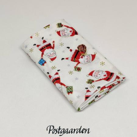 FQ7631 Råhvid med julemænd patchworkstof - postgaarden.com