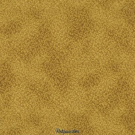 7916 Gylden med guld snirkler JUL - patchworkstof