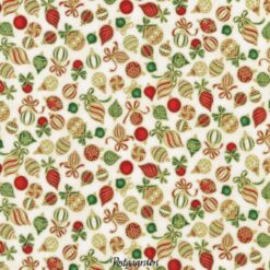 7623 Råhvid med julekugler JUL - patchworkstof