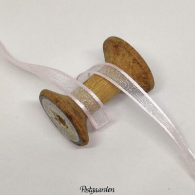 Lyserød Organzabånd med satinkant 10mm