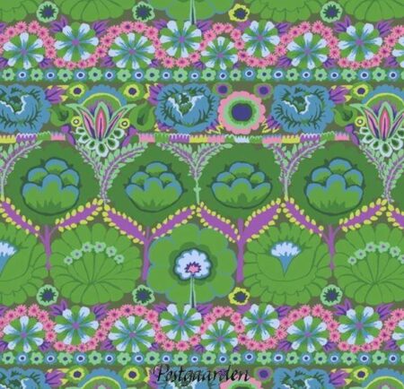 7642 Embroidered Flower Grøn - Kaffe Fassett - patchworkstof