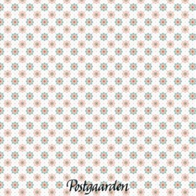 7653 Hvid med geomtrisk blomst patchwork stof