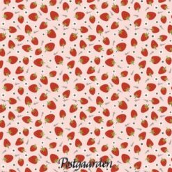 7654 Lyserød med jordbær patchwork stof
