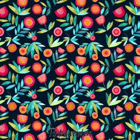 7670 blå med blomster patchworkstof