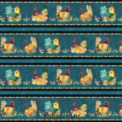 7671 Høns i borter patchworkstof