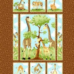 7672 Panel babytæppe med giraffer patchworkstof