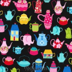 7674 Sort med tepotter patchworkstof postgaarden.com