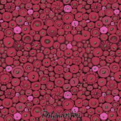 Hos postgaarden.com finder du denne røde patchworkstof med knapper i mosaic mønster fra Kaffe Fassett