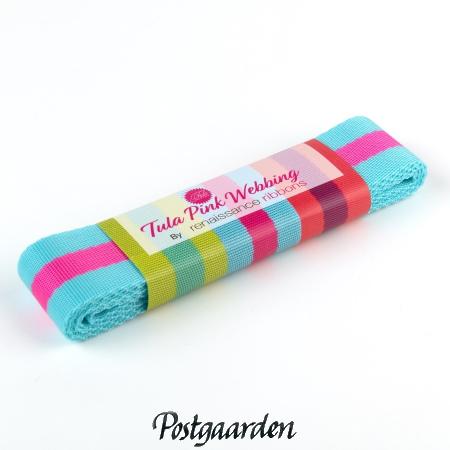 tula pink webbing lyseblå og pink hank postgaarden.com 2 yards