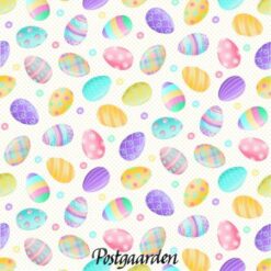 Råhvid med påskeæg bomuldsstof patchworkstof - postgaarden.com