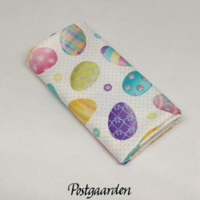 Råhvid med påskeæg bomuldsstof patchworkstof - postgaarden.com