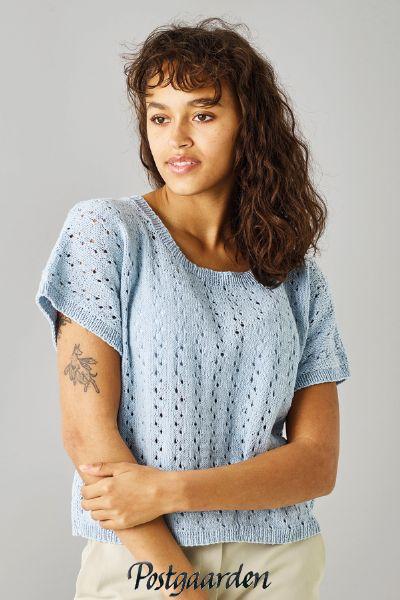 Sommerbluse med hulmønster esther by permin strikkemønster - postgaarden.com