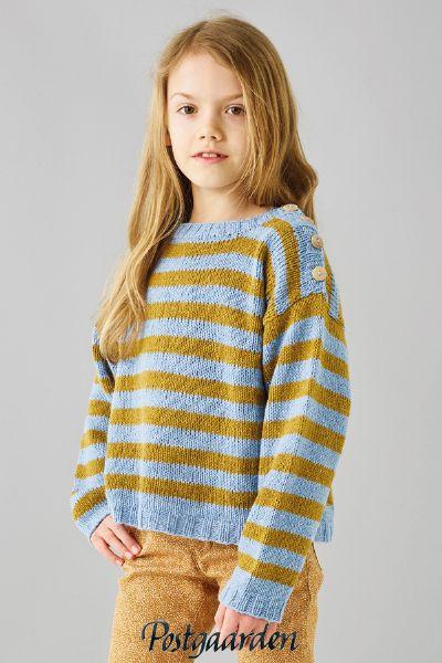 899043 Stribet børnebluse Luna by permin strikkemønster - postgaarden.com