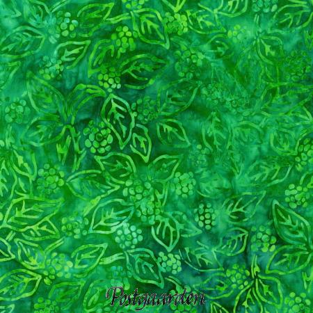 Grøn med blade bali batik patchworkstof - postgaarden.com