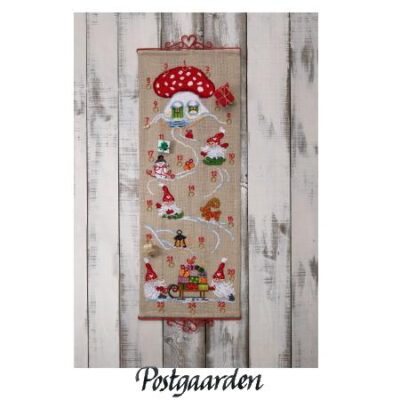 34-1223 Nisser og gaver permin julekalender broderi - postgaarden.com