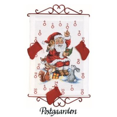 34-2525 Nisse læser histore permin julekalender broderi - postgaarden.com
