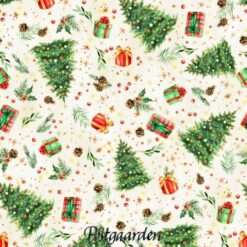 7712 råhvid med juletræ patchworkstof - postgaarden.com