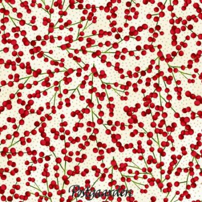 7714 råhvid med røde bær patchworkstof - postgaarden.com