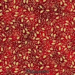 7716 rød med guld blade patchworkstof - postgaarden.com
