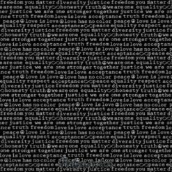 Sort med hvid skrift patchworkstof - postgaarden.com