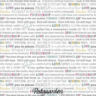 7731 Hvid med ord words to quilt by patchworkstof - postgaarden.com