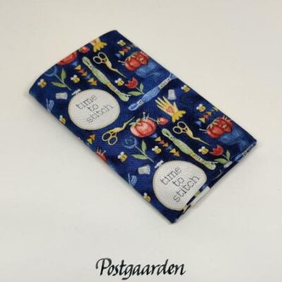 FQ7728 blå med syting fat-quarter patchworkstof - postgaarden.com