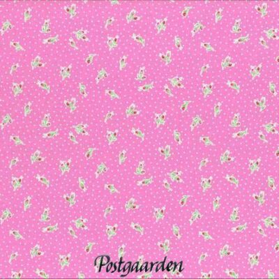 7776 lyserød med blomsterknop patchworkstof - postgaarden.com