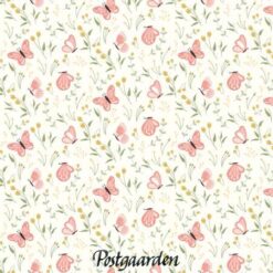 7768 Råhvid med sommerfugle patchworkstof - postgaarden.com