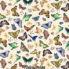 7781 Cream råhvid med sommerfugle patchworkstof - postgaarden.com