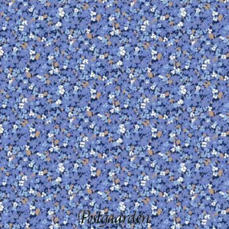 7783 blå med blomster patchworkstof - postgaarden.com