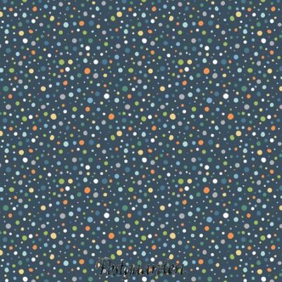 Patchworkstof 7778 Blå med multifarvede prikker - postgaarden.com