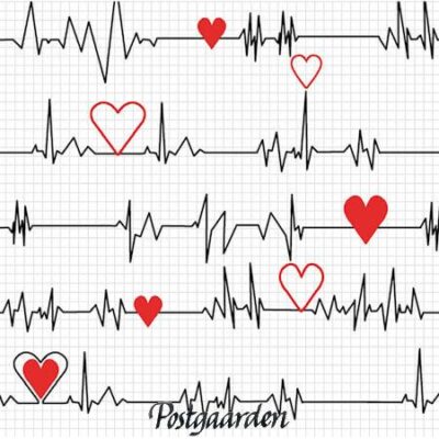 7888 EKG med hjerter patchworkstof - postgaarden.com