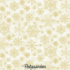 7895 Beige med guld snefnug jul patchworkstof - postgaarden.com