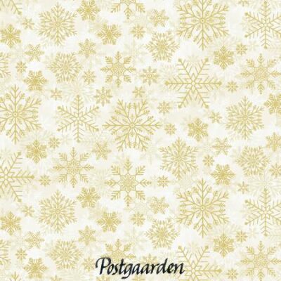 7895 Beige med guld snefnug jul patchworkstof - postgaarden.com