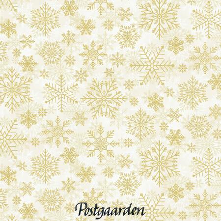 7895 Beige med guld snefnug jul patchworkstof - postgaarden.com