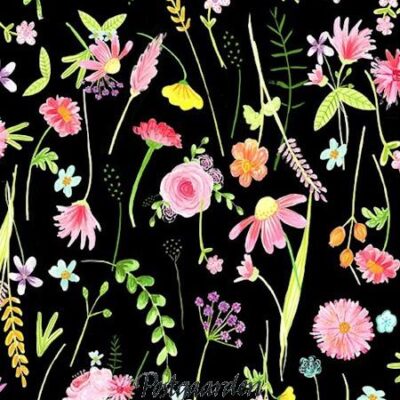 7901 sort med store blomster patchworkstof - postgaarden.com