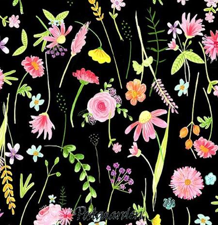 7901 sort med store blomster patchworkstof - postgaarden.com