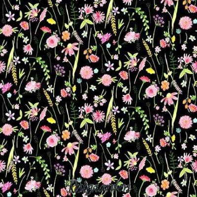 7902 sort med små blomster patchworkstof - postgaarden.com