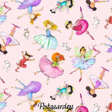 7905 lyserød med ballerinaer patchworkstof - postgaarden.com