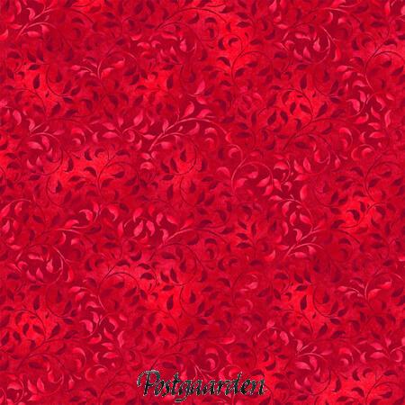 7922 rød med blade patchworkstof - postgaarden.com