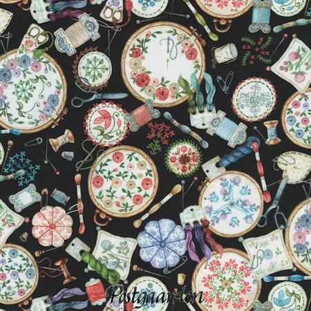 7937 Sort med broderi patchworkstof - postgaarden.com