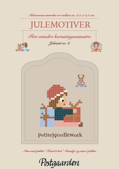 Julesæt 2 forside - Nisse med pakker - Hund & kat - Rensdyr og nisse i pakker - postgaarden.com