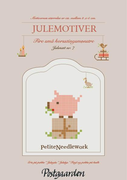 Julesæt 7 forside - Gris på pakke - Julegås - Julelys - Fugl og pakke på kælk - postgaarden.com