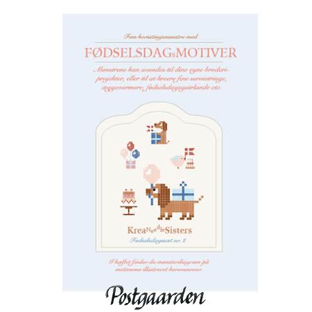 fødselsdag 2 kreasøster korssting - postgaarden.com