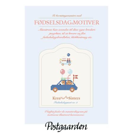 fødselsdag 3 kreasøster korssting - postgaarden.com