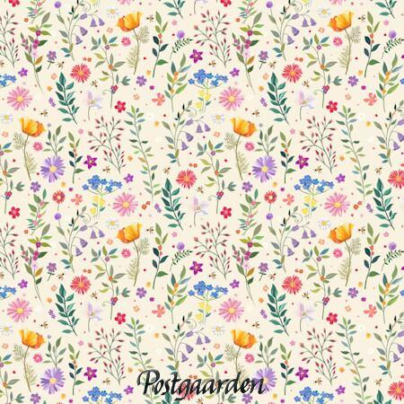 7942 hvid med blomstereng patchworkstof - postgaarden.com