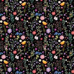 7943 sort med blomstereng patchworkstof - postgaarden.com